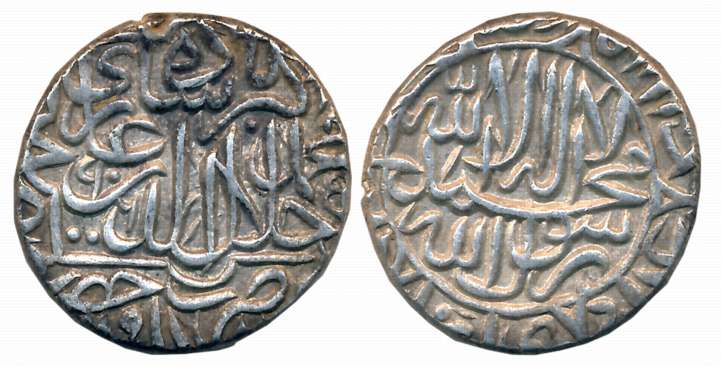 Akbar, Silver Rupee, 11.53g, “Kalima” type, Hadrat Dehli Mint, AH 96X (KM# 80.7). Very fin