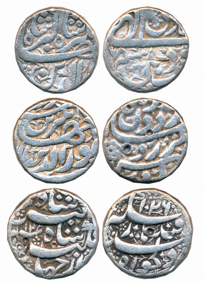 Jahangir, Silver Rupees (3),11.34g, 11.27g, 11.24g, Akbarnagar Mint, “Gardun” couplet (KM#
