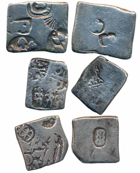 Punch Marked, Attributed to Imperial Magadh, Silver Karshapana (3), 3.19g, 2.81g, 2.62g, V