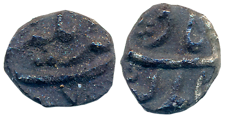 Aurangzeb, Silver 1/32 Rupee- Nisar, 0.33g, Akbarnagar Mint, Obv: Legend “Alamgir Badshah”