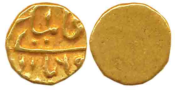 Alamgir II, Gold 1/2 Fanam, 0.19g, Uniface, Karpa Mint. Extremely fine.