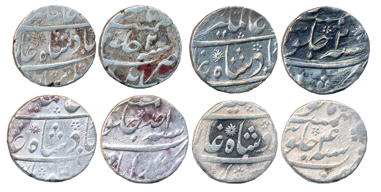 Alamgir II, Silver Rupees (4), 11.55g, 11.50g, 11.26g, 11.36g, Murshidabad Mint (3), RY Ah