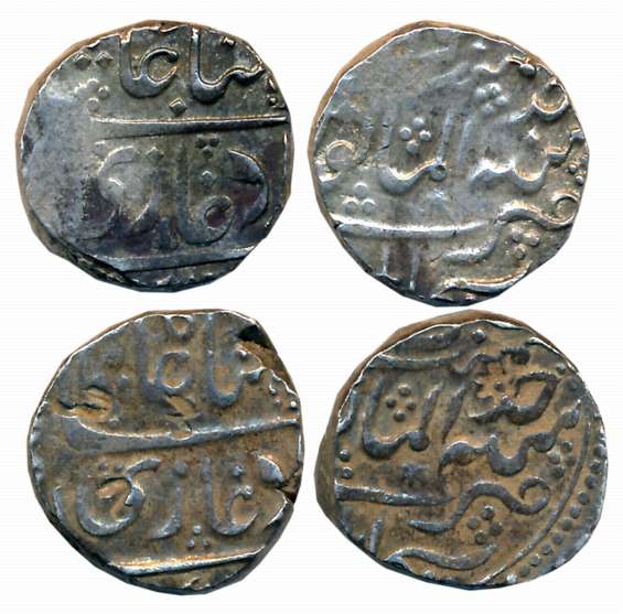 Shah Alam II, Silver Rupees (2), 11.18g, 11.16g, Kankurti Mint, RY Ahad. Complete mint nam