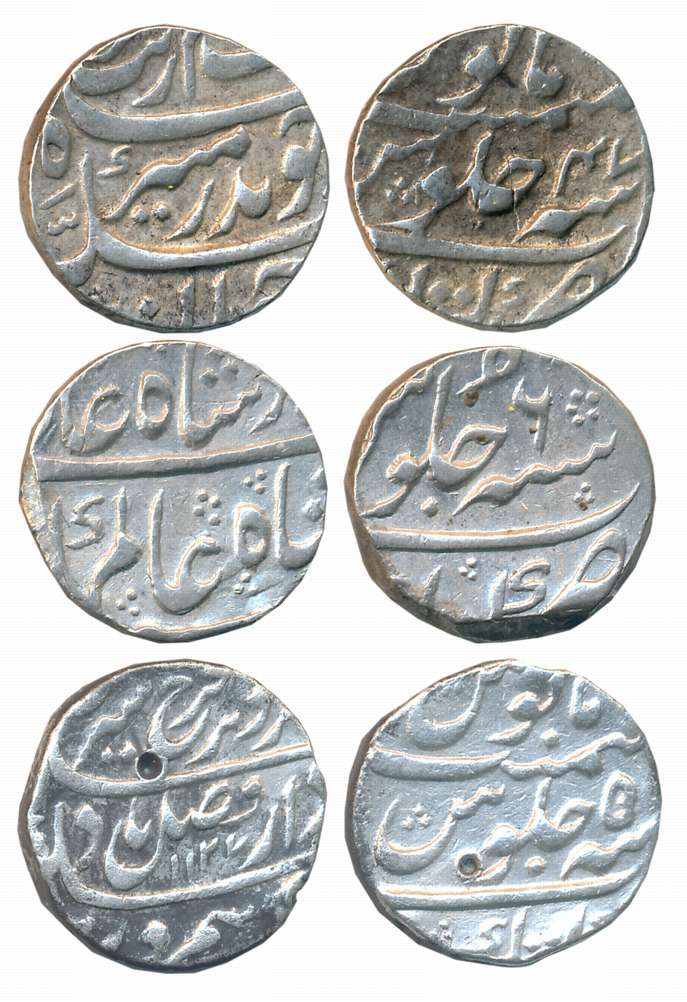 Silver Rupees (3), 11.72g, 11.25g, 11.16g, Katak Mint, Aurangzeb, RY 47 (KM# 300.50), Shah