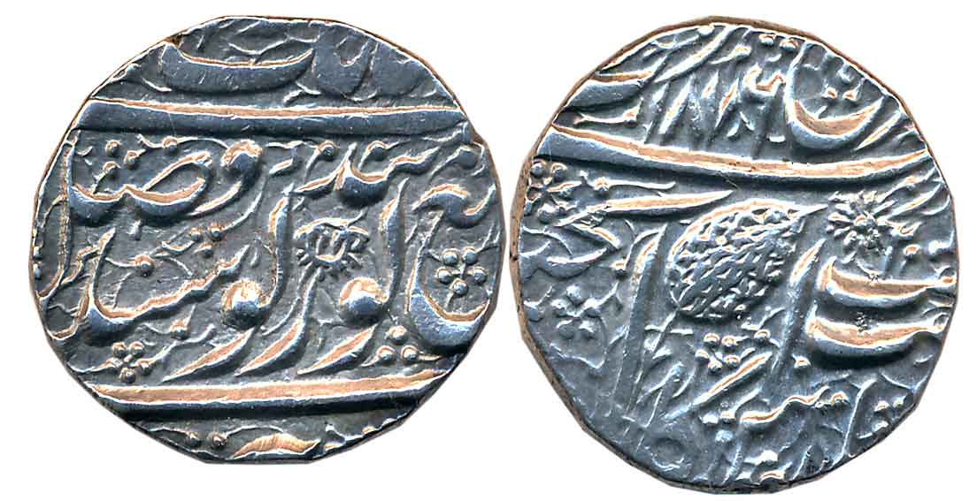 Ranjit Singh, Silver, Rupee, 11.12g, “Guru Gobind” couplet, Amritsar Mint, VS 1876, digit 