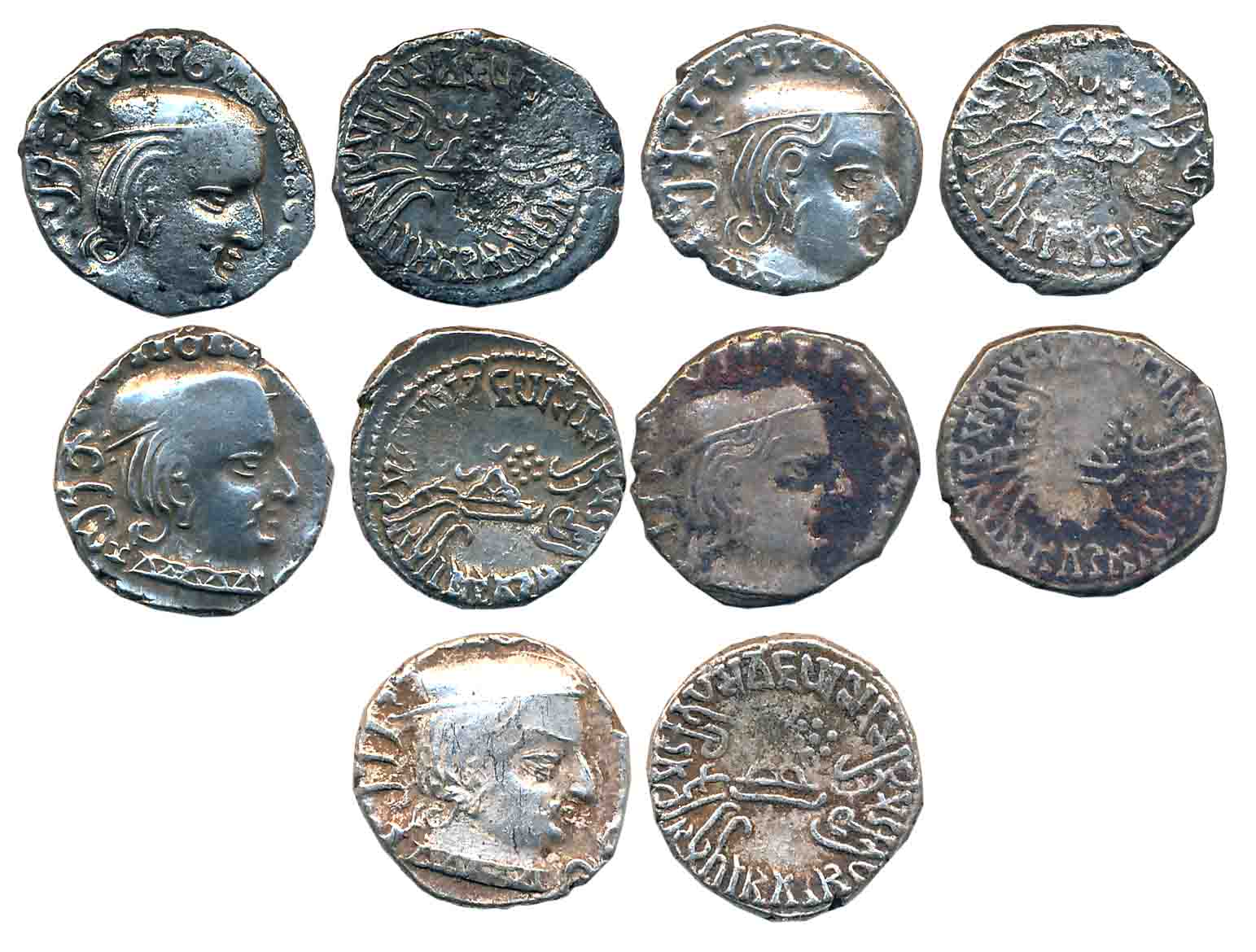 Western Kshatrapas, Vijayasena as Mahaksatrapa, Silver Drachma (5), Saka Date 163, 164, 16