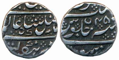 Krishna Raja Wodeyar, Silver 1/4 Rupee, 2.78g, Mahisur Mint, in the name of Shah Alam II, 