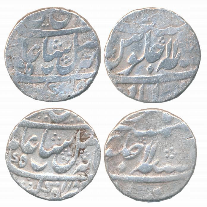 Murshidabad, Silver Rupees (2), 11.45g, 11.45g, in the name of Shah Alam II, AH 118X/ RY 1