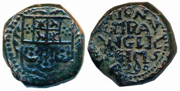 Copper Copperoon, 14.03g, Obv: The shield of arms of the company with Lions in the first a