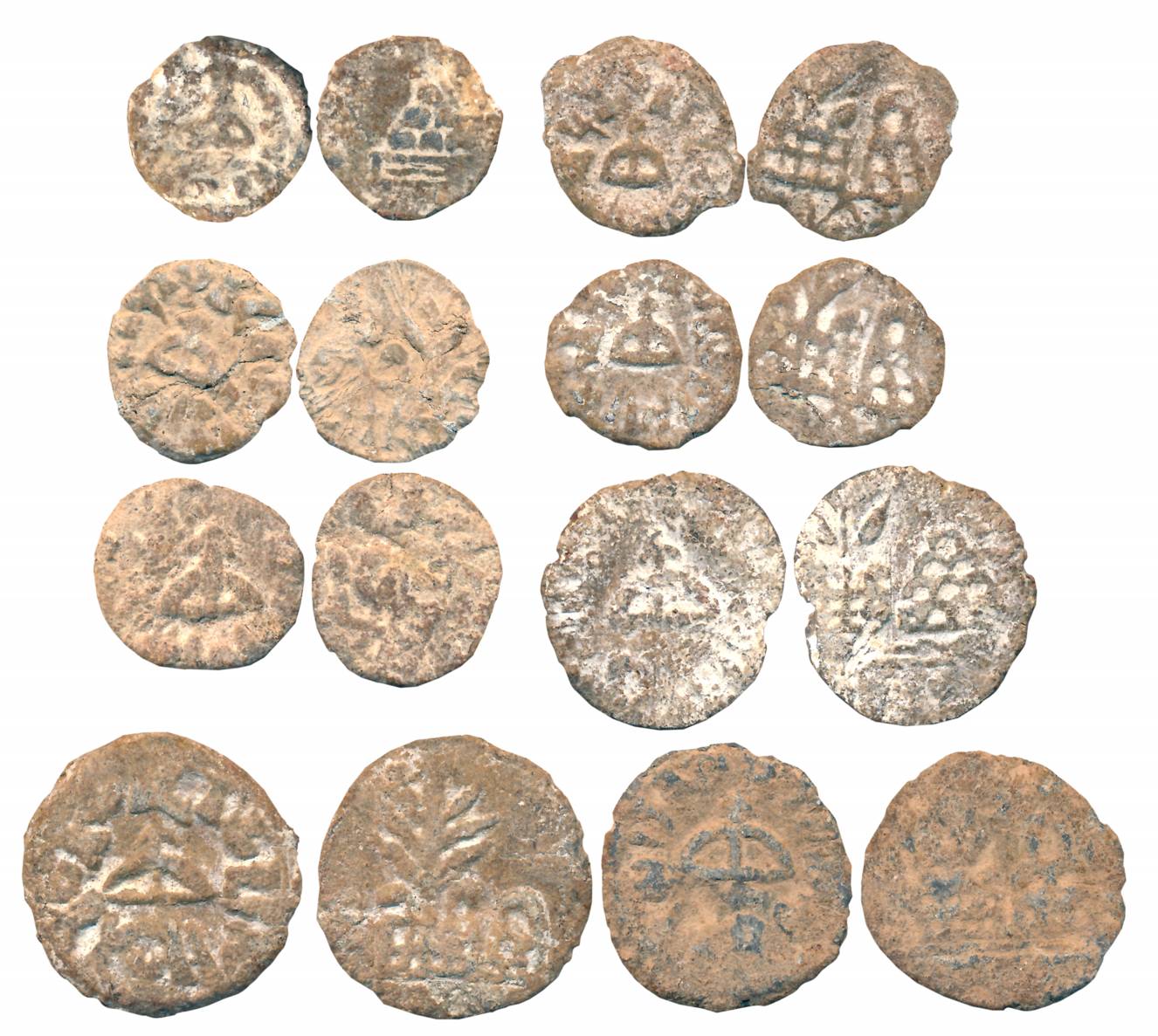 Kuras of Kolhapur, Lead (8), 11.17g, 7.74g, 6.66g, 3.35g, 3.30g,3.27g, 3.13g, 3.13g, Obv: 