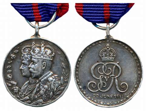 George V Coronation Miniature Medal, Silver, 4.68g, 1911, Obv: Conjoined busts of George V