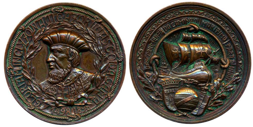 Portuguese, Bronze Medal, 57.66g, “400th Anniversary- Vasco da Gama, Route to India, 1898”