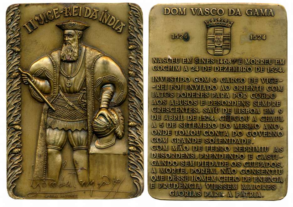Portuguese, Vasco Da Gama, Second Viceroy of India Vasco Da Gama, Rectangle Heavy Bronze M