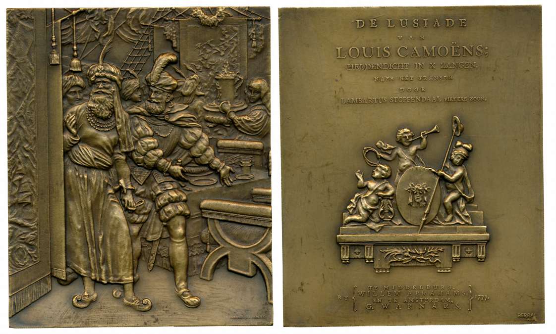 Portuguese, Vasco da Gama, Rectangular Heavy Bronze Medallion, 276.48g,1972, Obv: Scene of