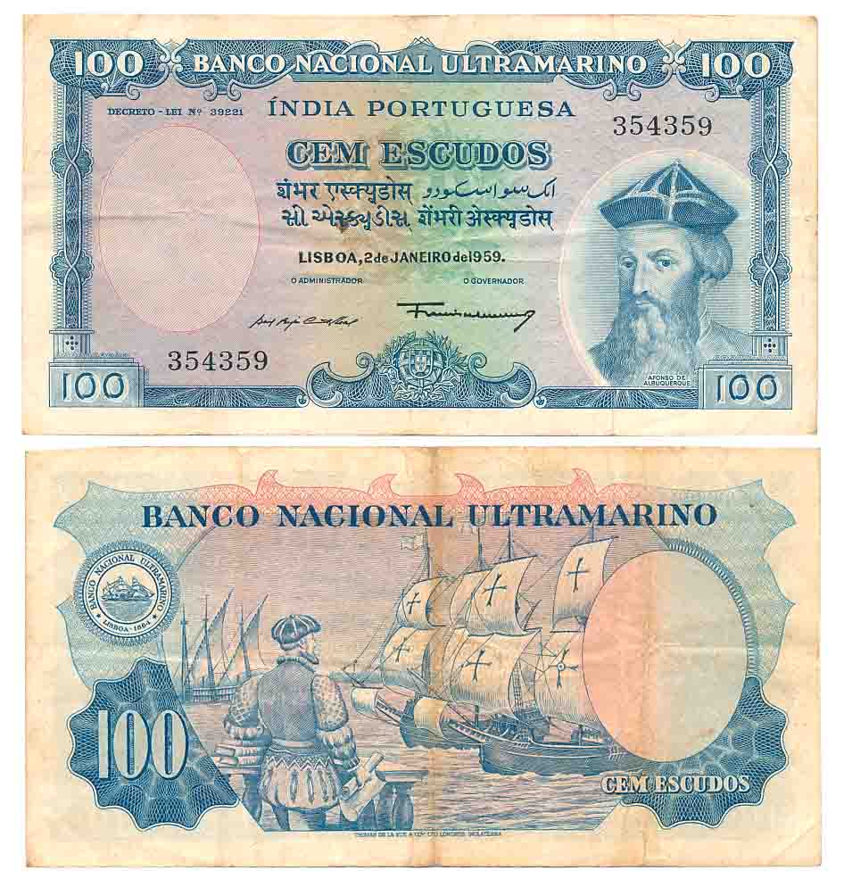 Indo Portuguese, Goa, 100 Escudos, Type 12.37, Signed G-4 A-15 (R IMP# 12.37.6). Very fine