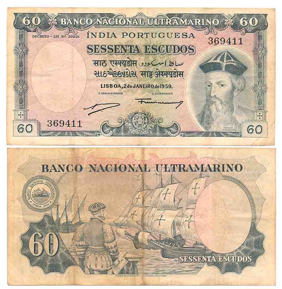 Indo Portuguese, Goa, 60 Escudos, Type 12.36, Signed G-4 A-4 (R IMP# 12.36.1). Very fine, 
