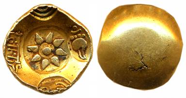 Yadavas of Devagiri, Ramchandra Deva, Gold Gadyan- Padma Tanka, 3.77g, Uniface, Punch Mark