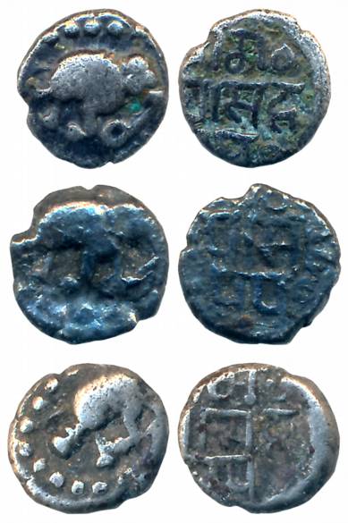 Medieval Gujarat, Solankis of Patan, Jayasimha Siddharaja, Silver Dramma (3), 0.47g, 0.4g,