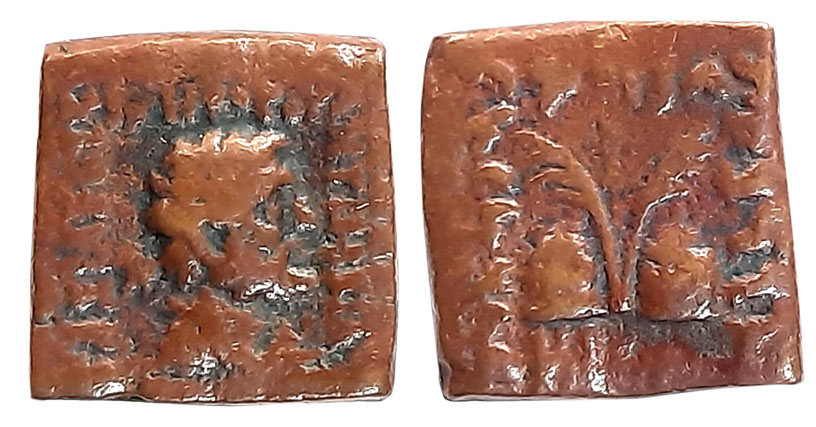Indo Greeks, Antialkidas, Copper, 5.87g, Obv: Bust of Zeus to right, Brandishing thunderbo