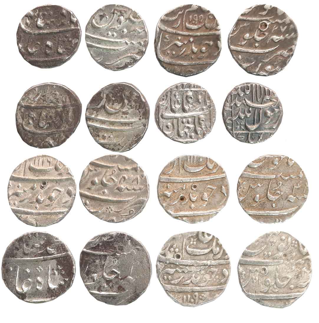 Silver 1/2 Rupees (8), Surat Mint, Shah Jahan (1), Aurangzeb (4), AH 1110/ RY 4X, AH 1109/