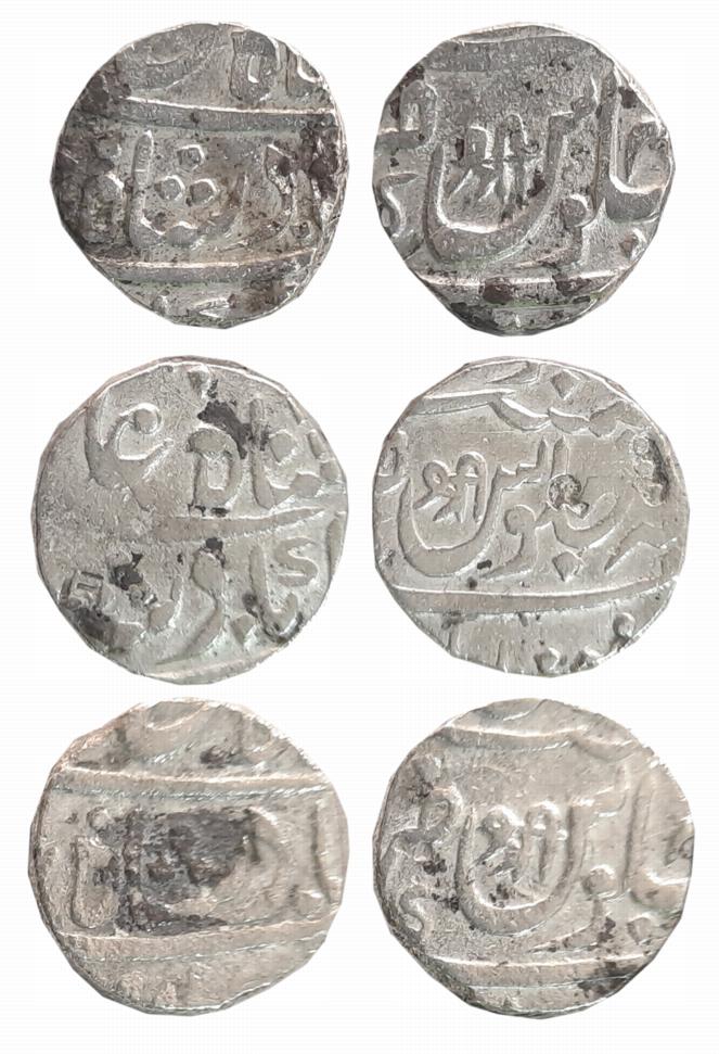 Chakan- Mominabad, Silver Rupees (3), 11.17g, 11.07g, 11.06g, in the name of Shah Alam II,