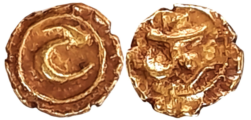 Tipu Sultan, Gold Fanam, 0.38g, Patan Mint (KM# 128.1). Fine.