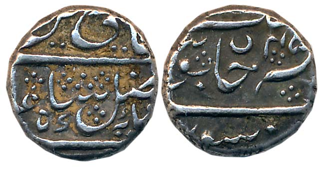 Krishna Raja Wodeyar, Silver 1/4 Rupee, 2.85g, Mahisur Mint, in the name of Shah Alam II, 