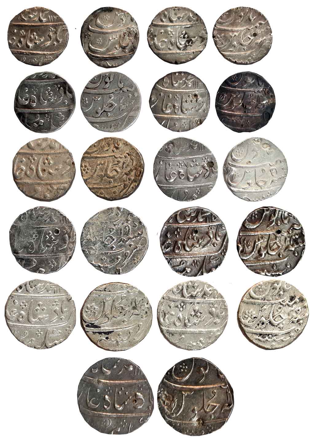 Mumbai, Silver Rupees (11), in the name of Muhammad Shah, AH 113X/ RY 3, AH 113X/ RY 5, RY