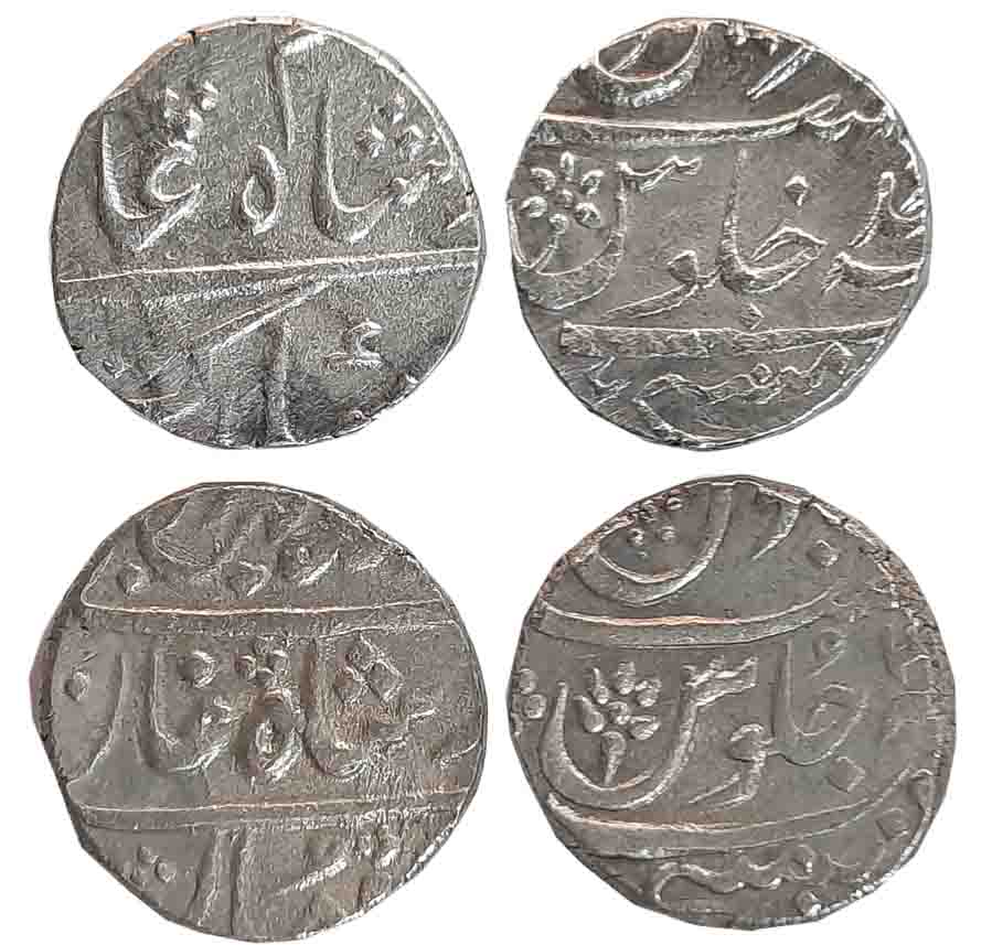 Mumbai, Silver Rupees (2), 11.56g, 11.52g, in the name of Ahmad Shah, RY 4 (KM# 168) & in 