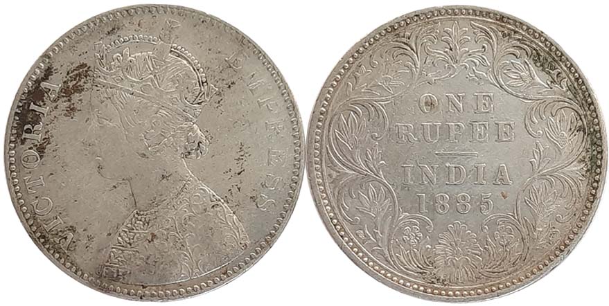 Victoria Empress, Silver Rupee, 1885, A3/I, Bombay Mint, B incused. About very fine, very 
