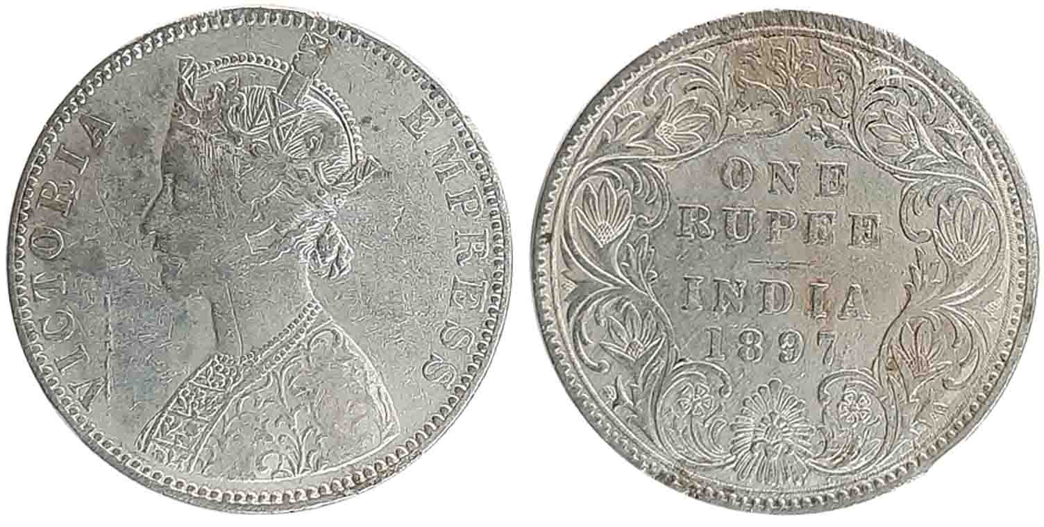Victoria Empress, Silver Rupee, 1897, Bombay Mint, B incused. Very fine.