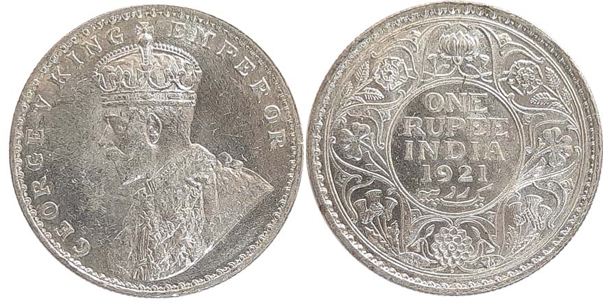 George V, Silver Rupee, 1921, Bombay Mint. Uncirculated.