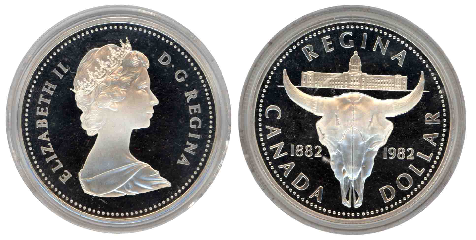Canada, Silver Dollar, 23.36g, Proof, Elizabeth II, 1982, Commemorative issue, “100th Anni