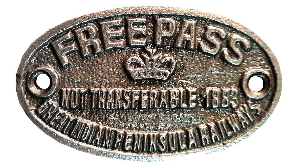 Railway White Metal Token, 62.89g, GREAT INDIAN PENINSULAR RAILWAYS, Free Pass, 1883, Obv: