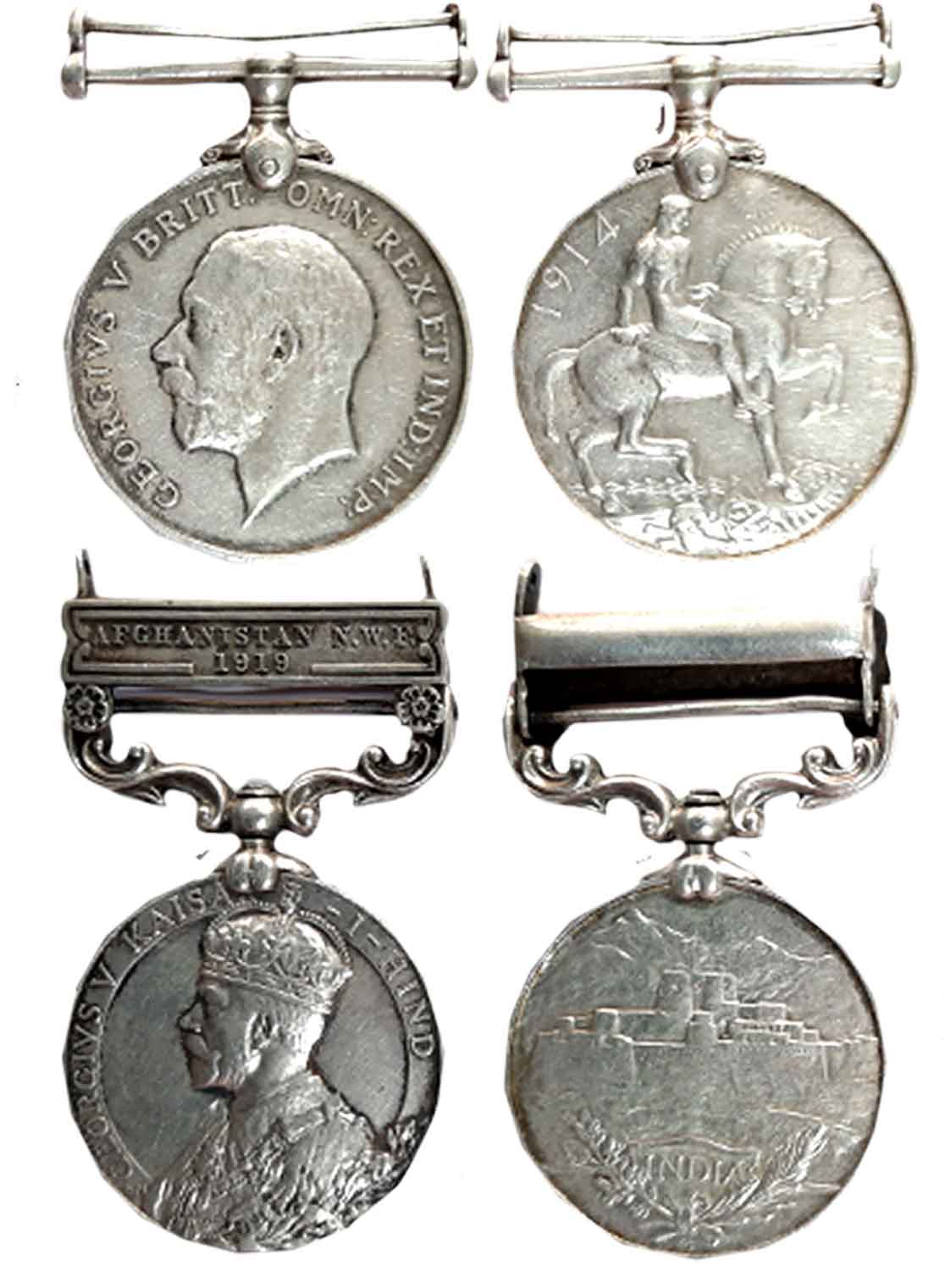 Silver Medal Pair (2), British War Medal, George V, 1914-1918, “937, SEPOY Baru Singh. 1 P