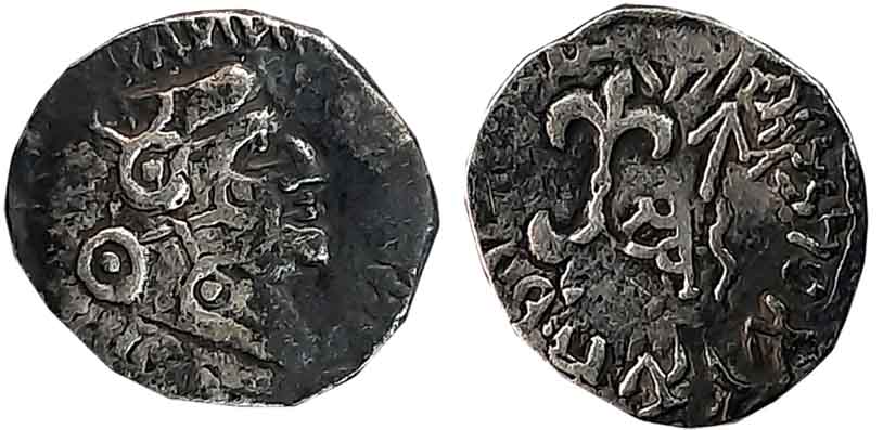 Satavahanas, Gotamiputa Siri Satakani, counterstruck on a drachm of Kshaharata Kshatrapa N