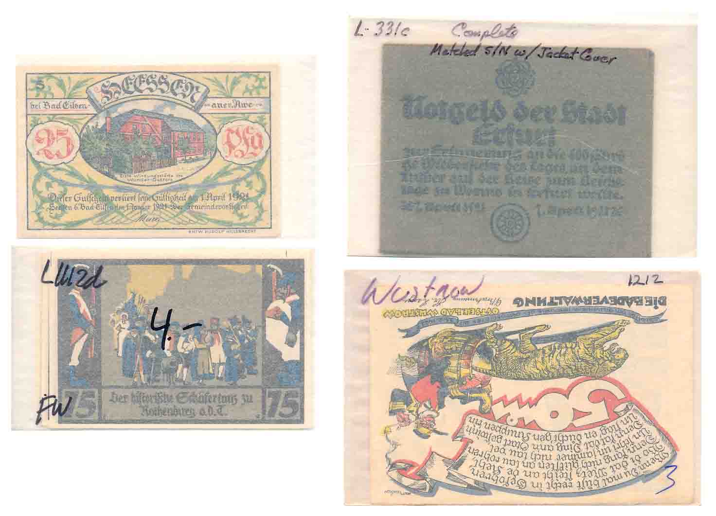 Germany, Emergency Notes (15 Notes) (1921-1924). All different Value & types. Interesting 