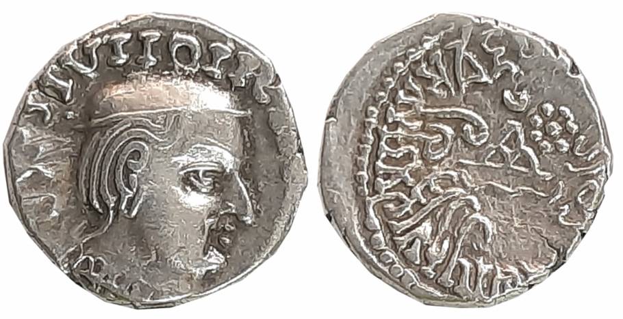 Western Kshatrapas, Vijayasena as Mahaksatrapa, Silver Drachma, 2.20g, Obv: Bust of king f