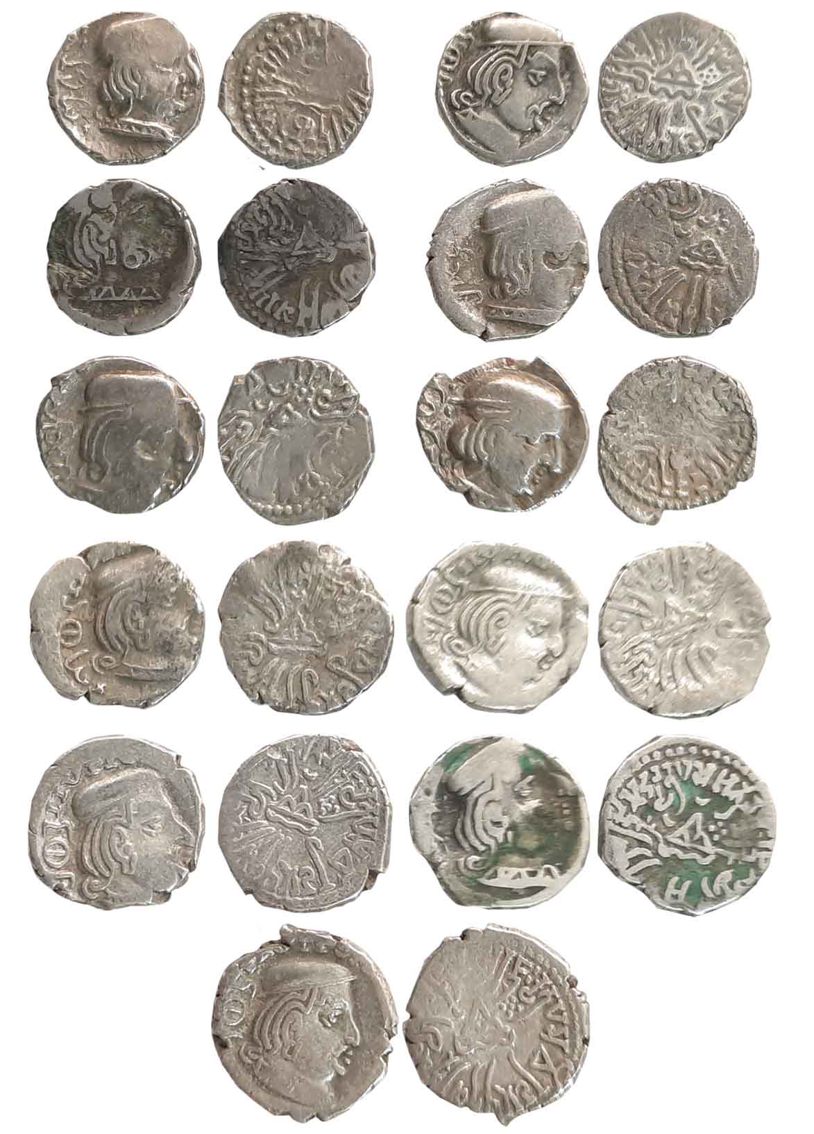 Western Kshatrapas, Silver Drachma (11), various rulers and dates. Very fine. 11 coins.