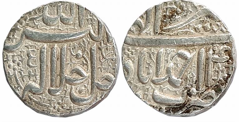 Akbar, Silver Rupee, 11.45g, “Jalalahu” type, Ahmedabad Mint, Ilahi Month Tir, Year 45, wi