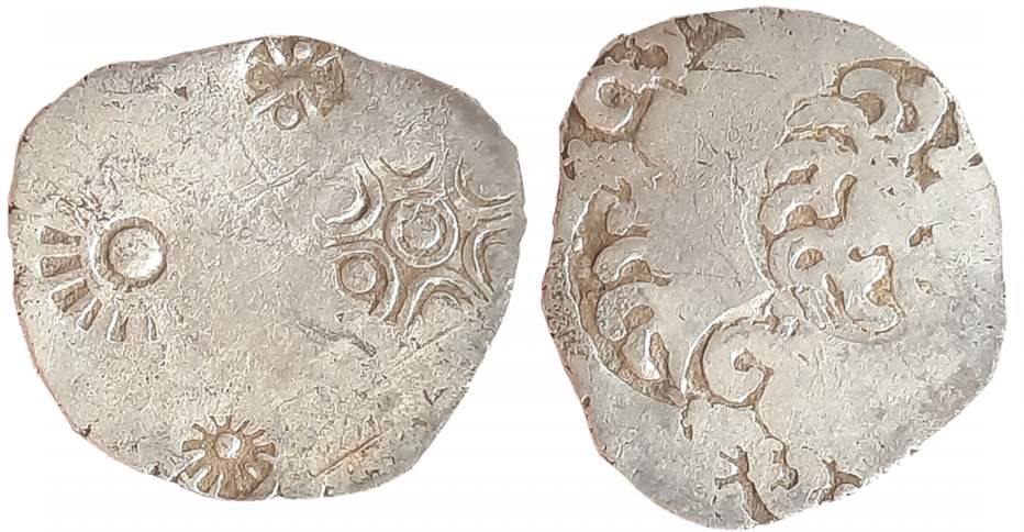 Punch Marked, Attributed to Kashi Janapada under Kosala, Silver Vimshatika, 4.67g, Obv: Va