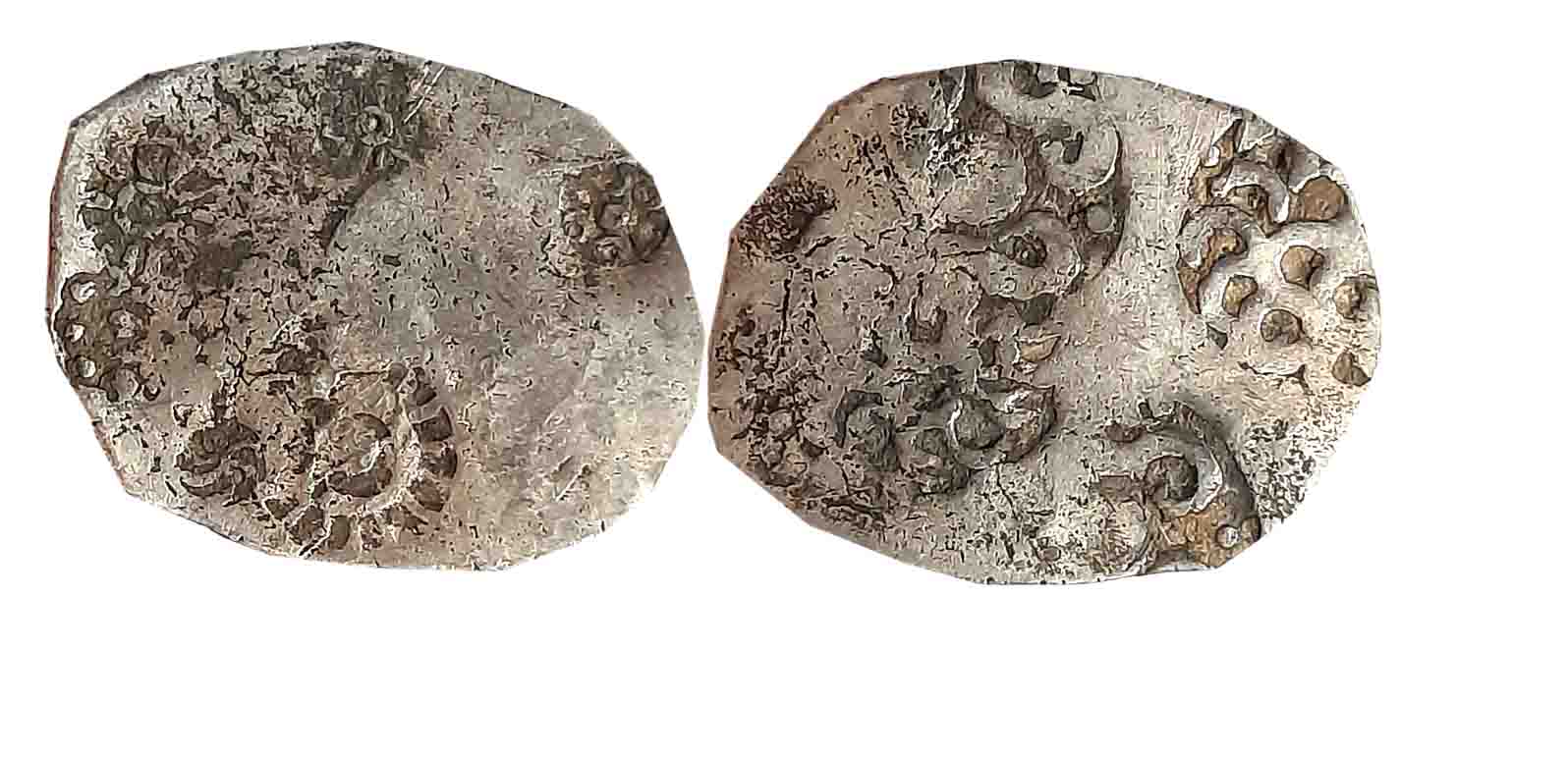 Punch Marked, Attributed to Kashi Janapada under Kosala, Silver Vimshatika, 4.73g, Obv: Va