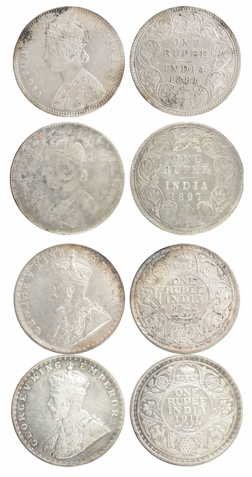 Rupees, Set of 56 Different dates, Silver (55), Nickel (1), William IV (1), 1835, Victoria