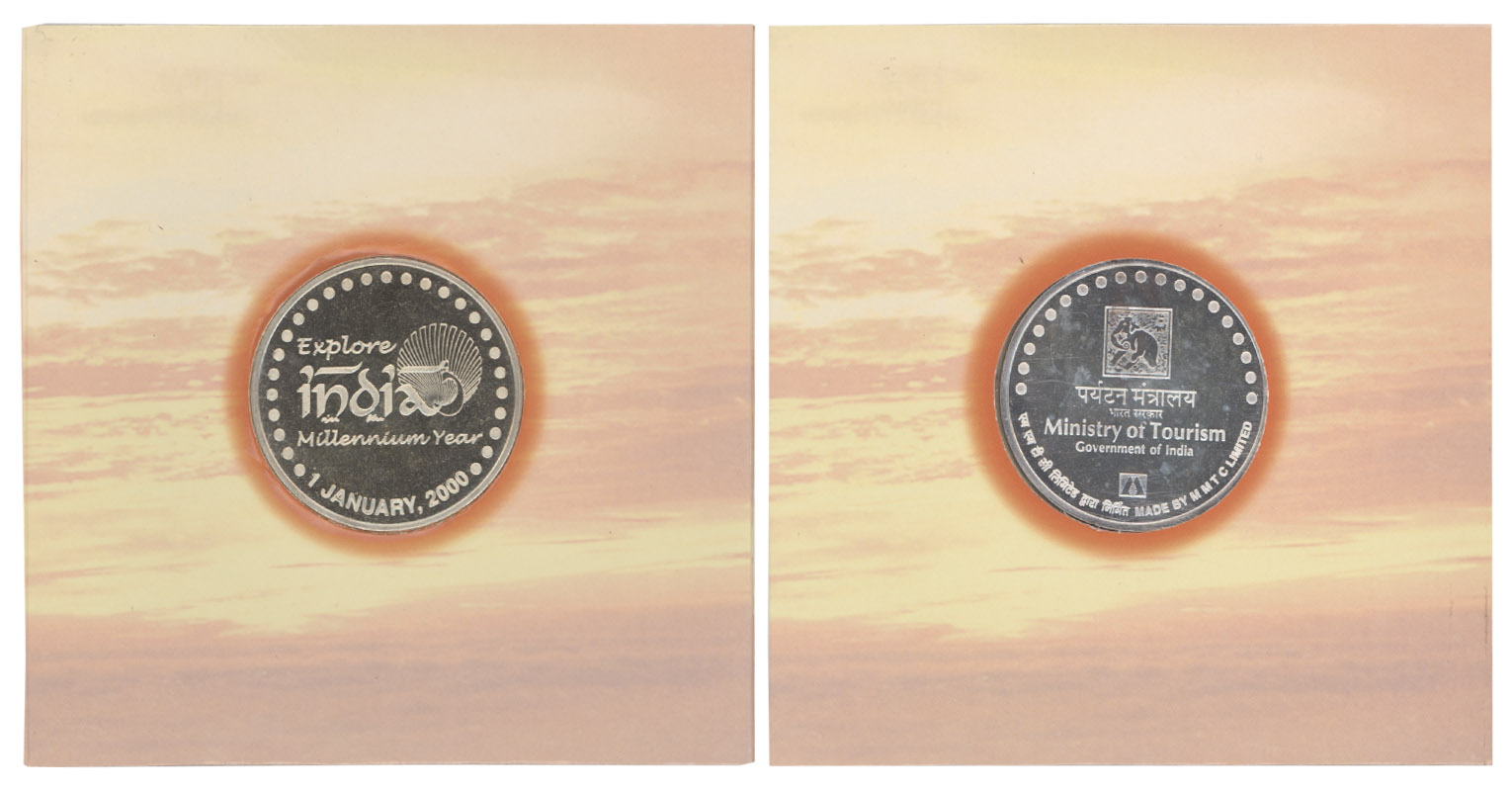 Silver Medallion, 50g, Explore India in the Millennium Year, 1st January 2000, Issued by M