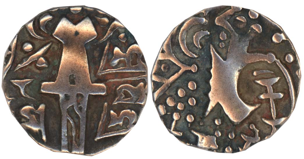 Karkotakas of Kashmir, Vigrahatunga, Debased Gold Dinar, 7.61g, Obv: Crude representation 