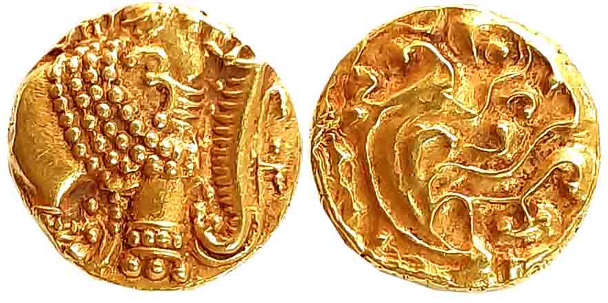 Gangas of Talakadu, Gold Gajapati Varaha, 3.92g, Obv: An ornate Elephant standing to right