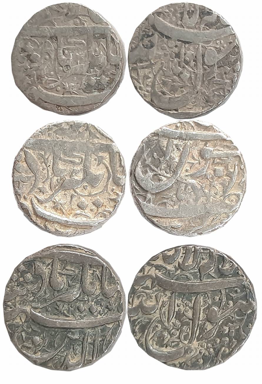 Jahangir, Silver Rupees (3), 11.41g, 11.34g, 11.08g, “Kalima” type, Ahmadnagar Mint (KM# 1
