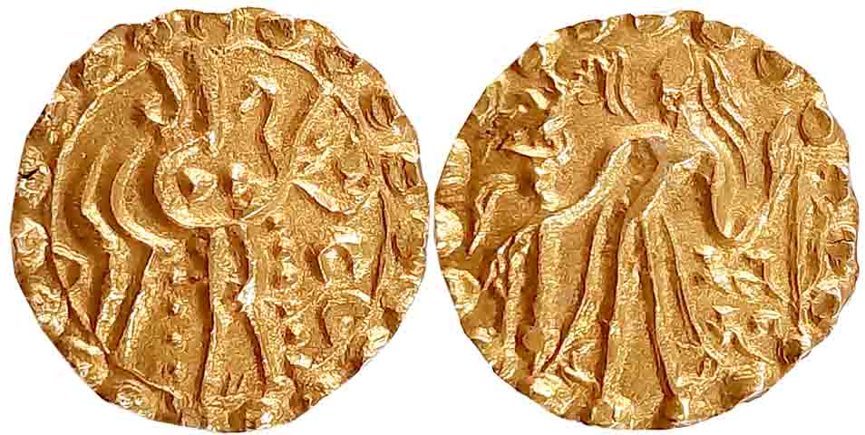 Post Gupta Bengal, Samatata region, Khadga Dynasty, Sri Balabhata, Gold Dinar, 5.17g, Obv: