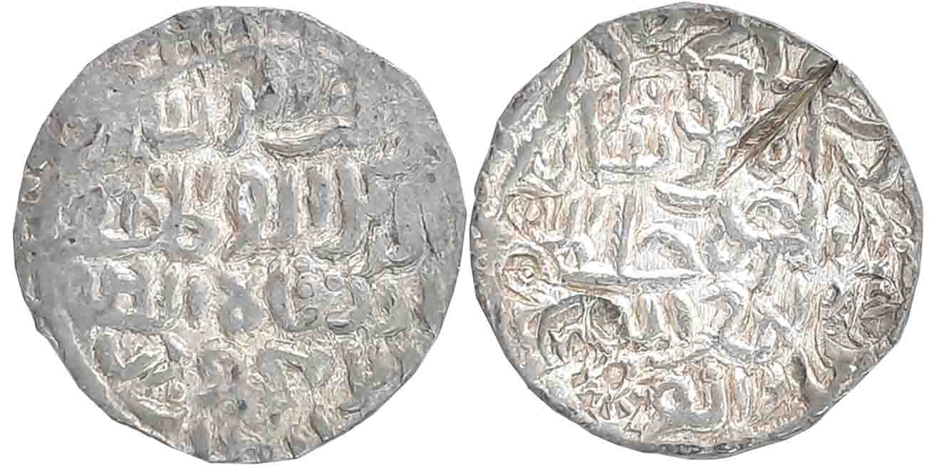 Rukn al din Barbak Shah, Silver Tanka, 10.62g. Usual chopped marks. Very fine.