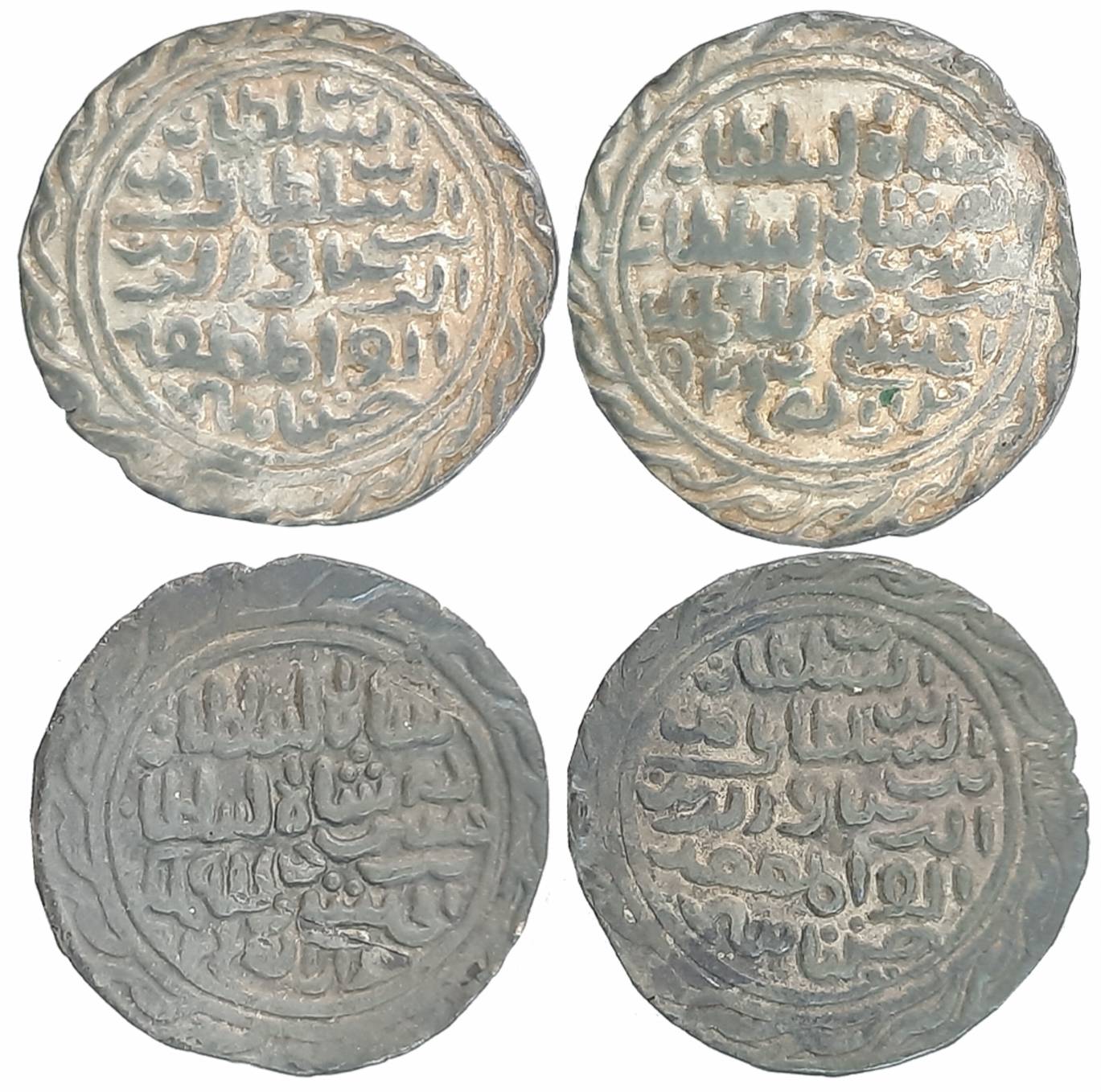 Nasir al din Nusrat Shah, Silver Tanka (2), 10.53g, 10.49g, Husainabad Mint, AH 925, Both 